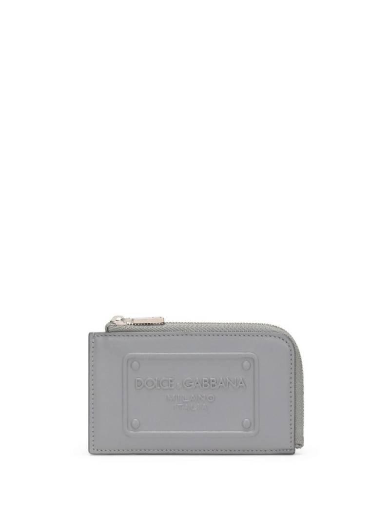 Dolce & Gabbana logo-embossed leather card holder - Grey von Dolce & Gabbana