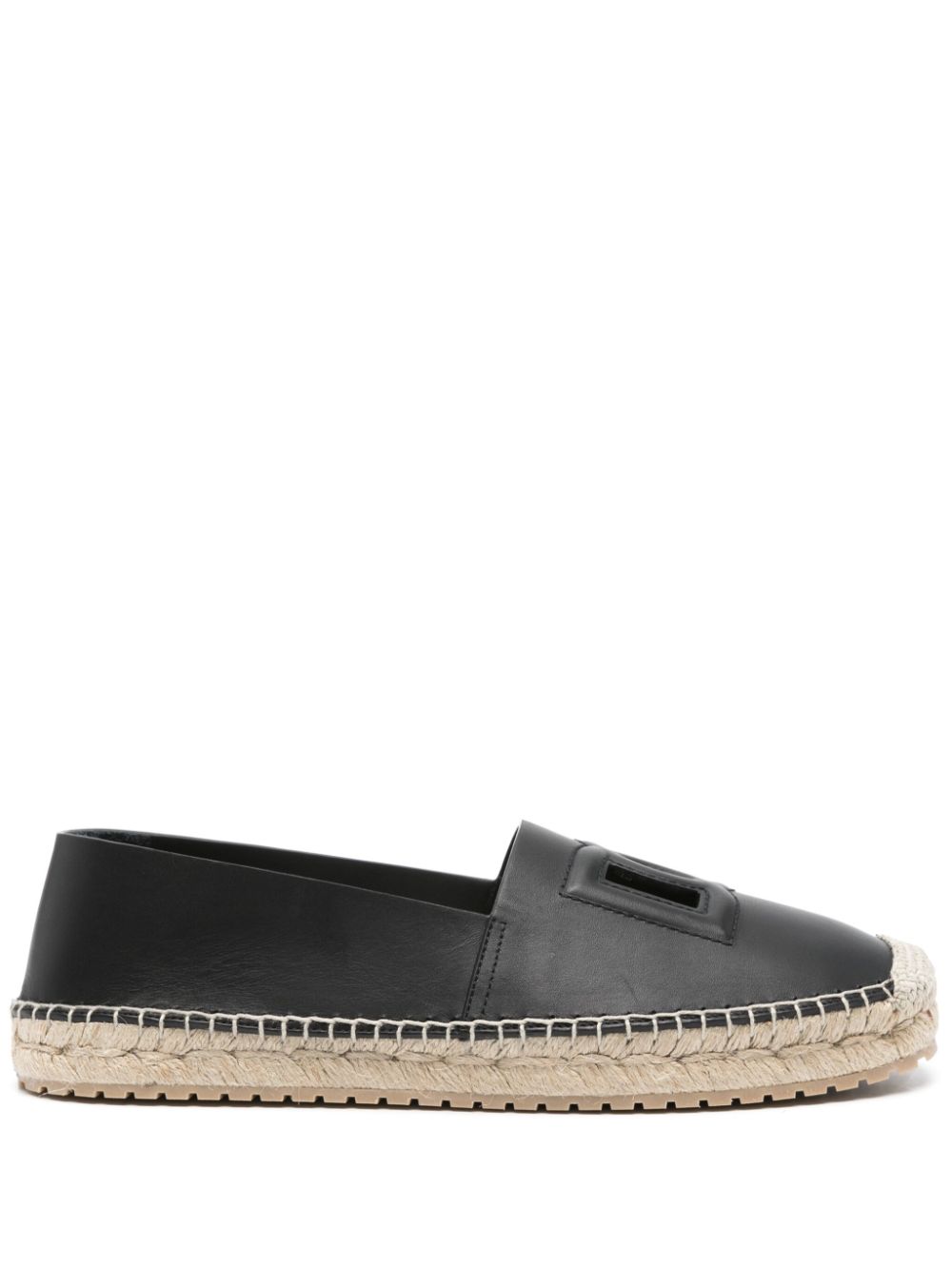 Dolce & Gabbana logo-embossed leather espadrilles - Black von Dolce & Gabbana