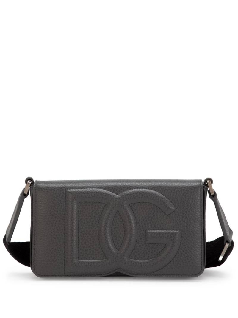 Dolce & Gabbana logo-embossed leather shoulder bag - Grey von Dolce & Gabbana