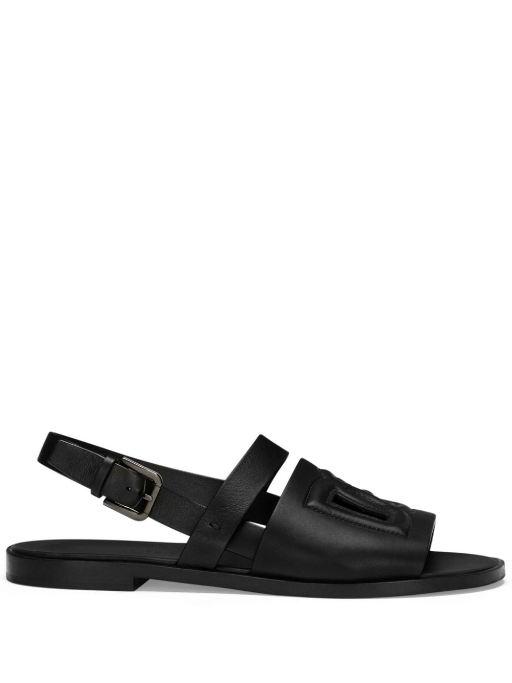 Dolce & Gabbana logo-embossed leather slides - Black von Dolce & Gabbana