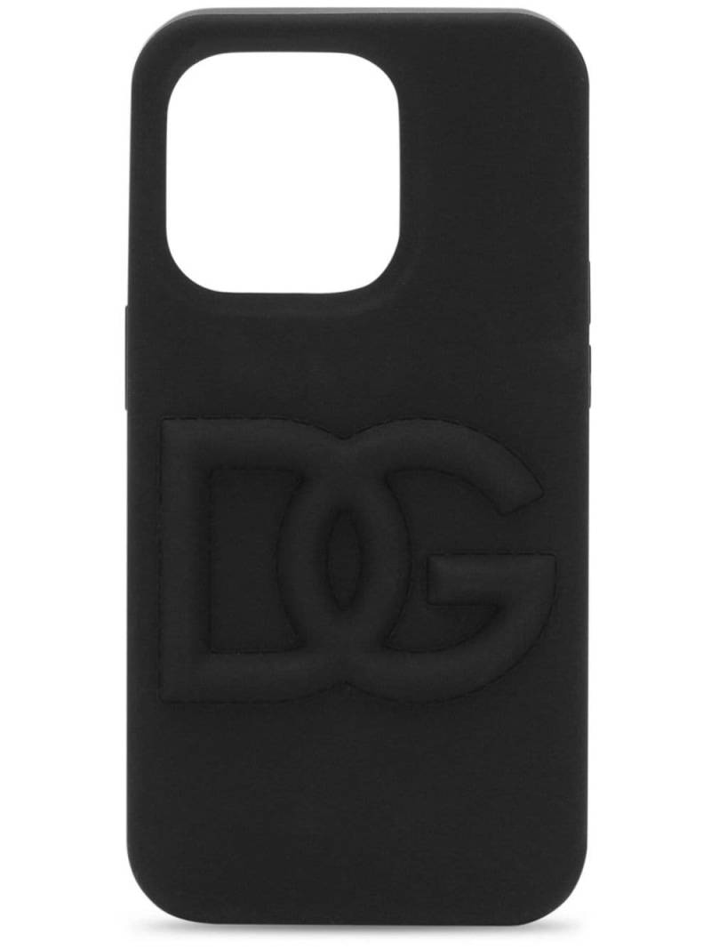 Dolce & Gabbana logo-embossed rubber iPhone 14 Pro case - Black von Dolce & Gabbana