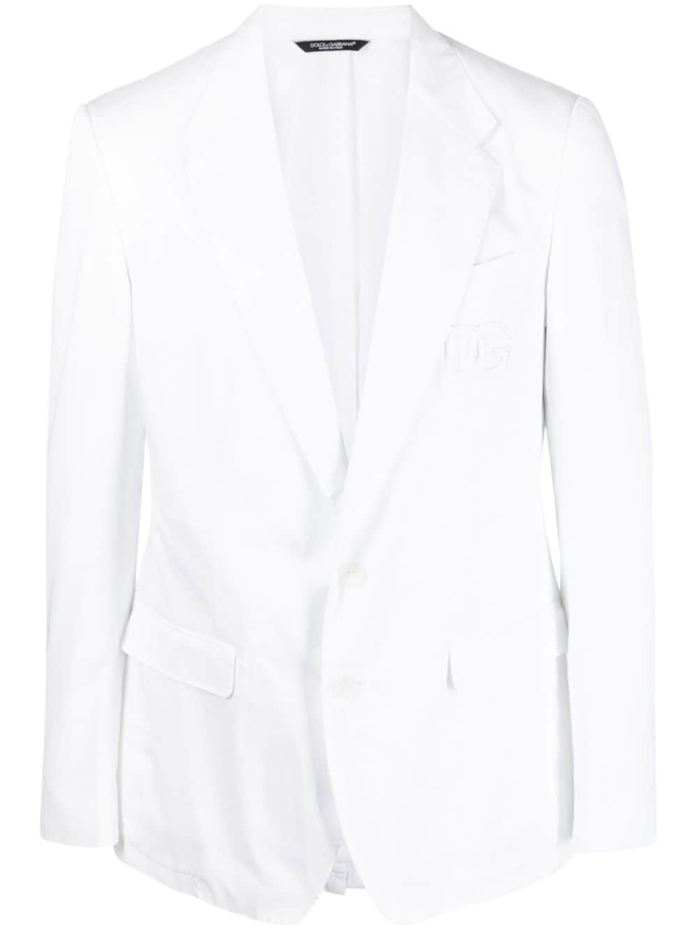 Dolce & Gabbana logo-embroidered blazer - White von Dolce & Gabbana