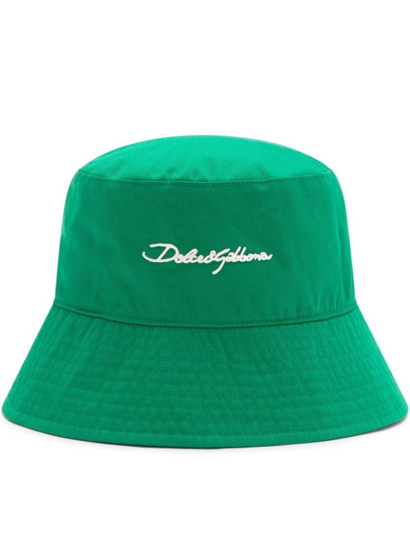 Dolce & Gabbana logo-embroidered bucket hat - Green von Dolce & Gabbana