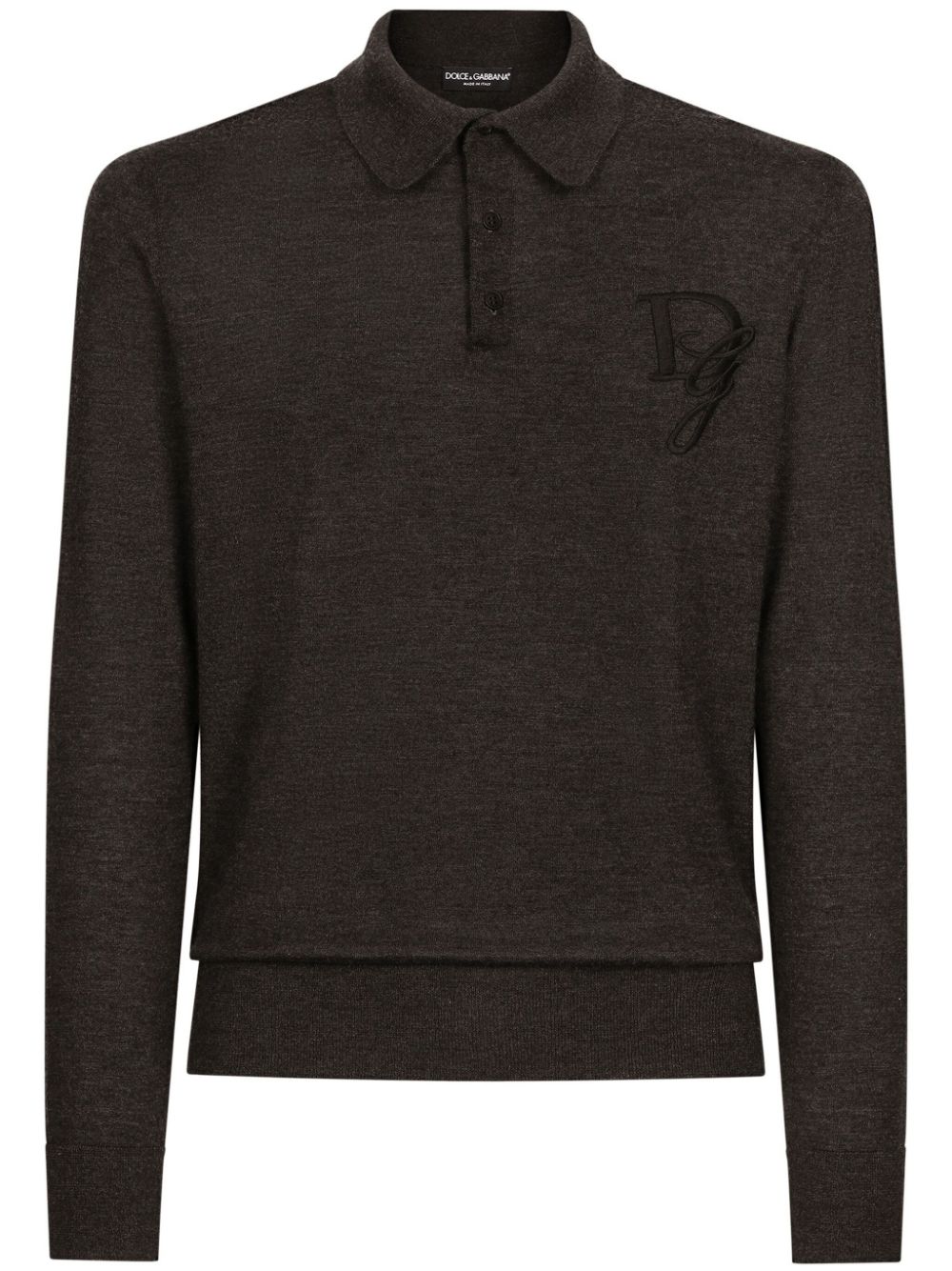 Dolce & Gabbana logo-embroidered cashmere polo shirt - Grey von Dolce & Gabbana