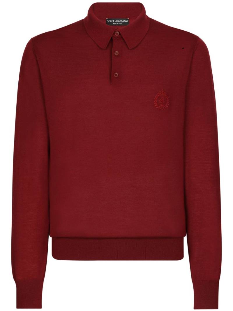 Dolce & Gabbana logo-embroidered cashmere polo shirt von Dolce & Gabbana