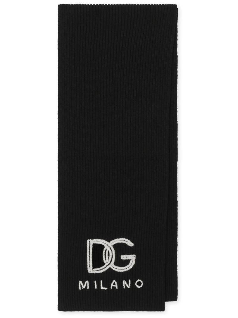 Dolce & Gabbana logo-embroidered cashmere scarf - Black von Dolce & Gabbana