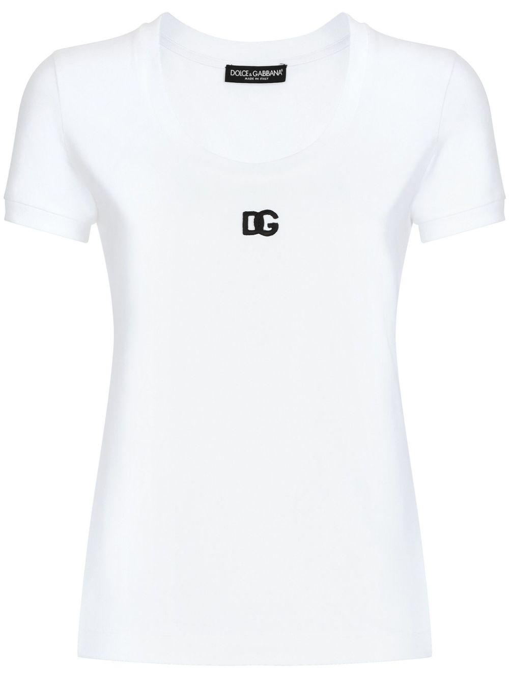 Dolce & Gabbana logo-embroidered cotton-blend T-shirt - White von Dolce & Gabbana