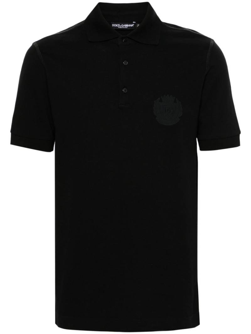 Dolce & Gabbana logo-embroidered cotton polo shirt - Black von Dolce & Gabbana