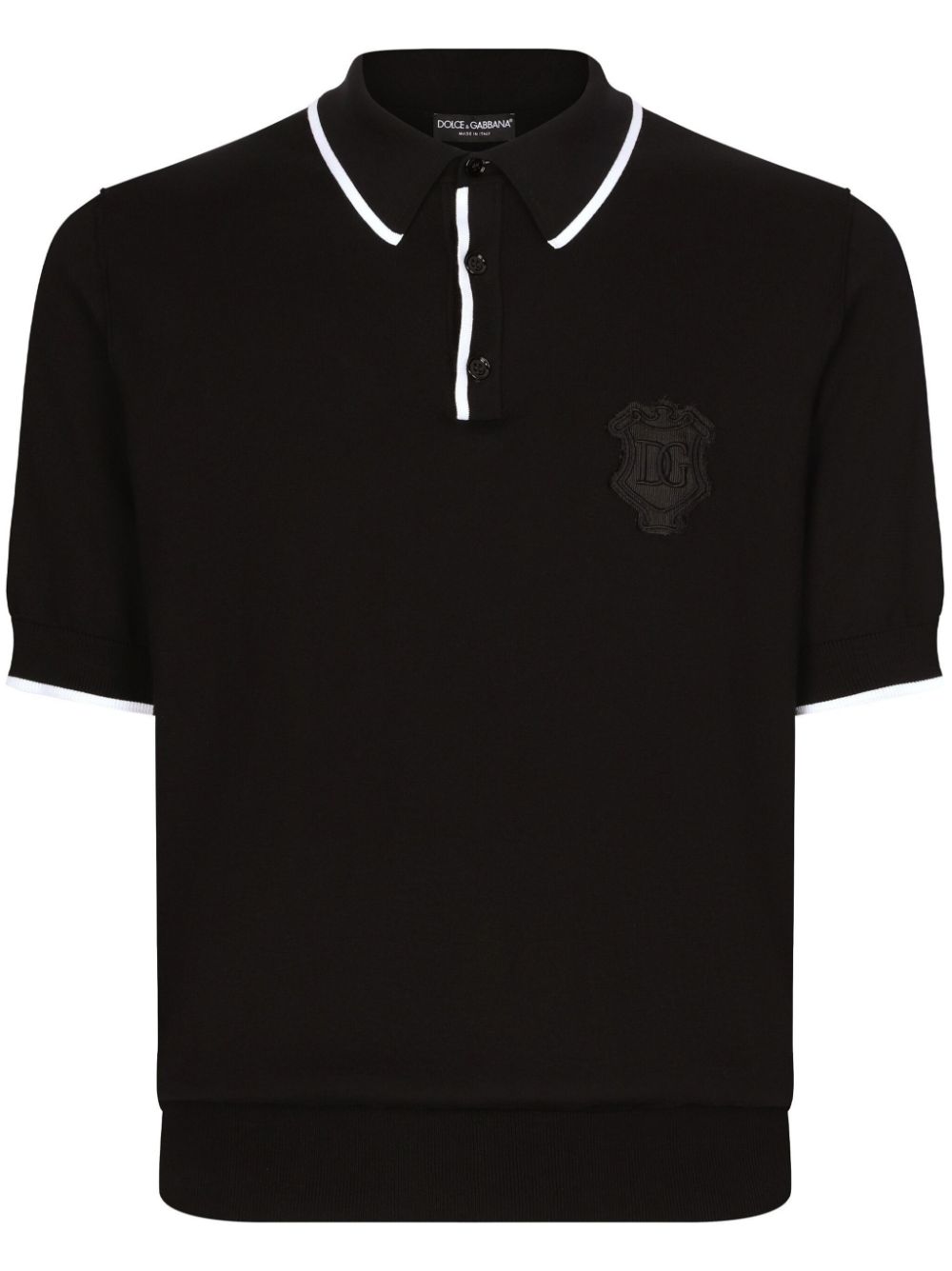 Dolce & Gabbana logo-embroidered cotton polo t-shirt - Black von Dolce & Gabbana