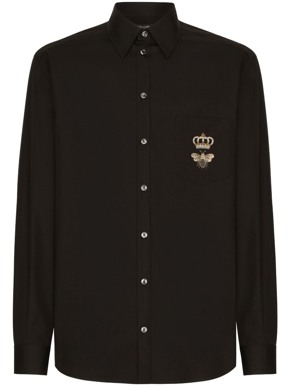 Dolce & Gabbana logo-embroidered cotton shirt - Black von Dolce & Gabbana