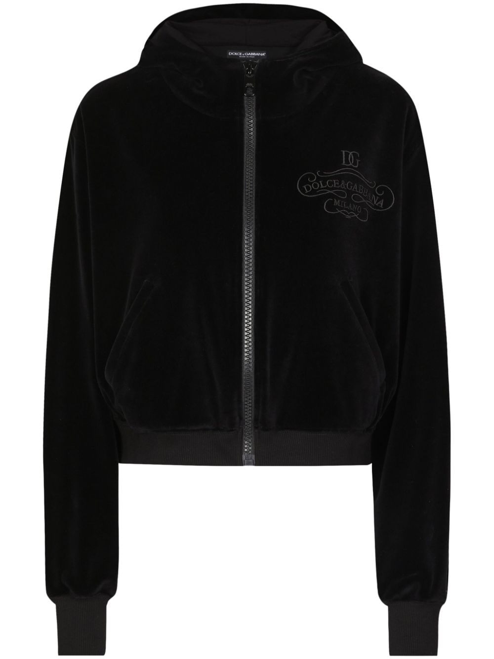 Dolce & Gabbana logo-embroidered hoodie - Black von Dolce & Gabbana