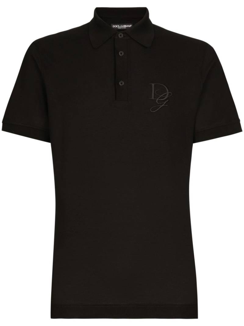 Dolce & Gabbana logo-embroidered jersey polo shirt - Black von Dolce & Gabbana