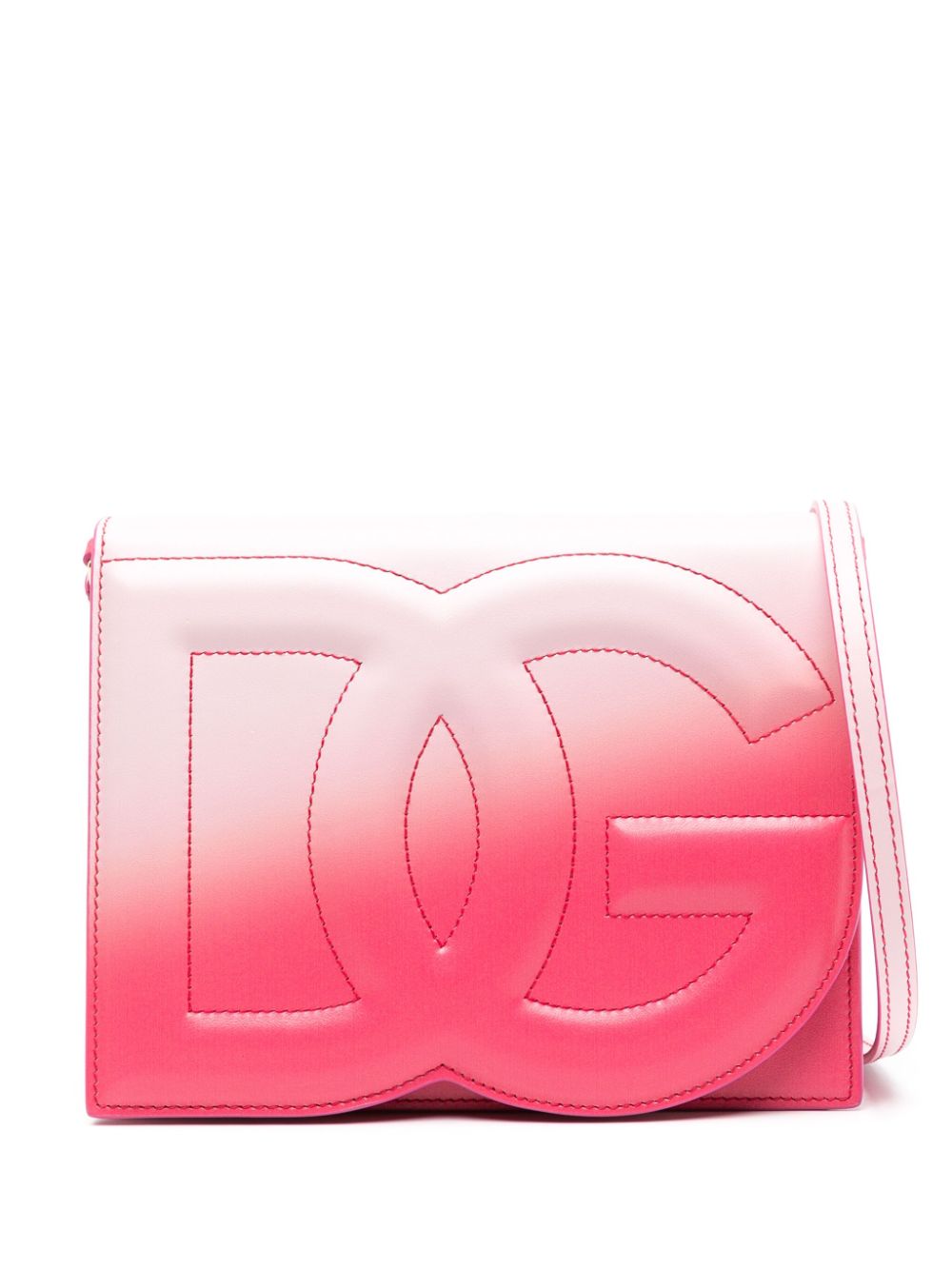 Dolce & Gabbana logo-embroidered leather crossbody bag - Pink von Dolce & Gabbana