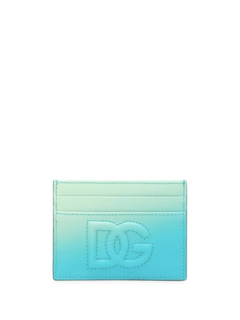 Dolce & Gabbana logo-embroidered ombré-effect cardholder - Blue von Dolce & Gabbana