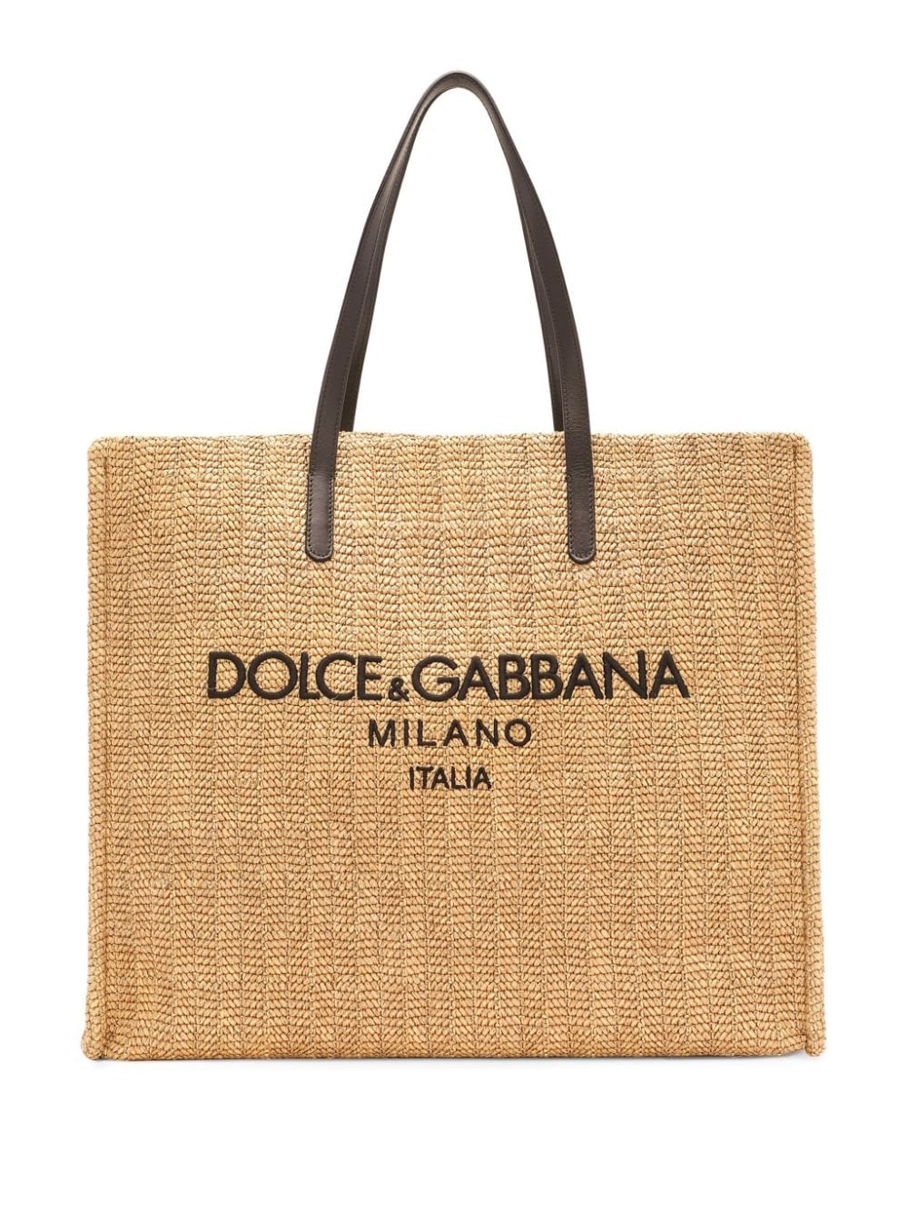 Dolce & Gabbana logo-embroidered raffia shopper bag - Neutrals von Dolce & Gabbana