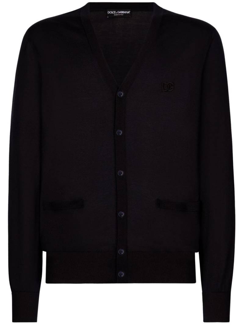 Dolce & Gabbana logo-embroidered silk cardigan - Blue von Dolce & Gabbana