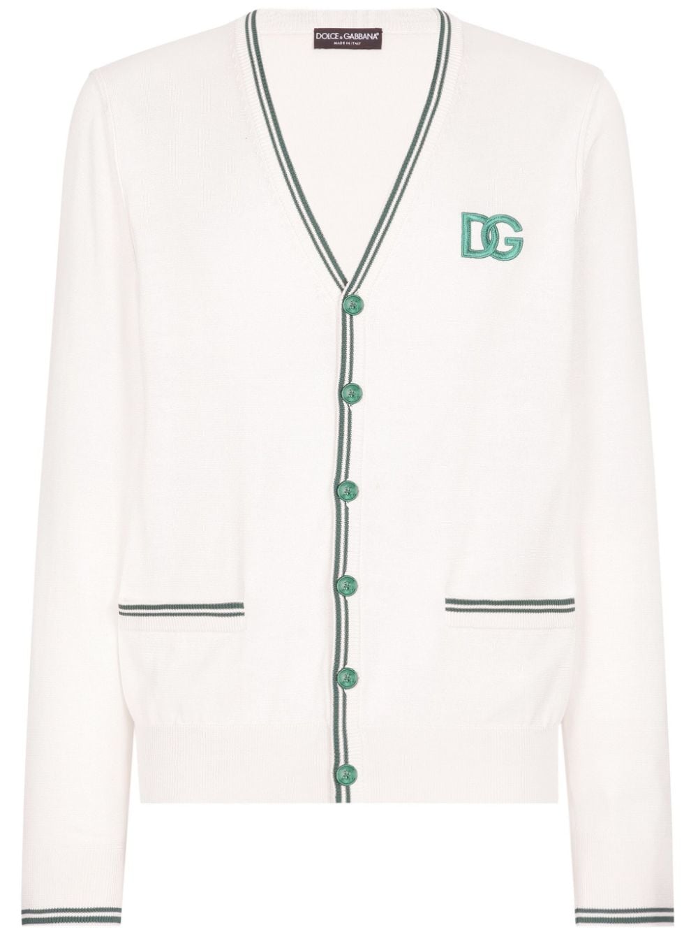 Dolce & Gabbana logo-embroidered silk cardigan - White von Dolce & Gabbana