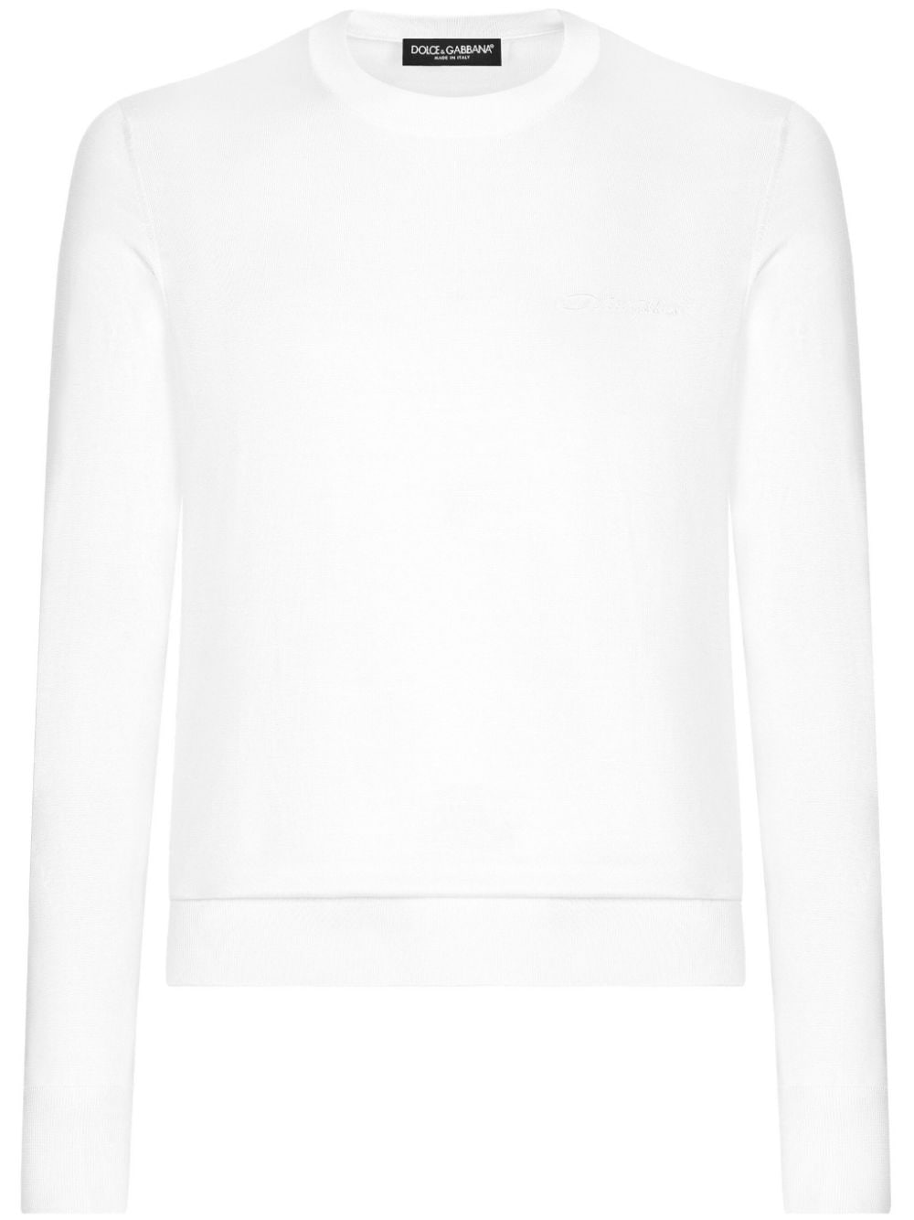 Dolce & Gabbana logo-embroidered silk jumper - White von Dolce & Gabbana