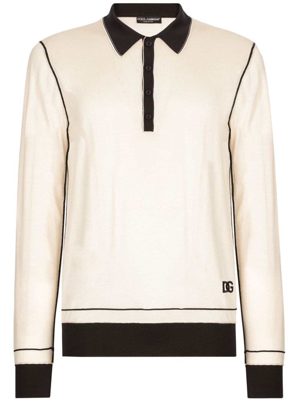 Dolce & Gabbana logo-embroidered silk polo shirt - White von Dolce & Gabbana