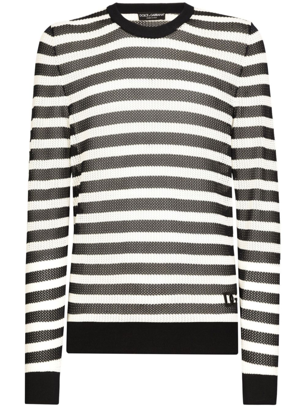 Dolce & Gabbana logo-embroidered striped jumper - Blue von Dolce & Gabbana