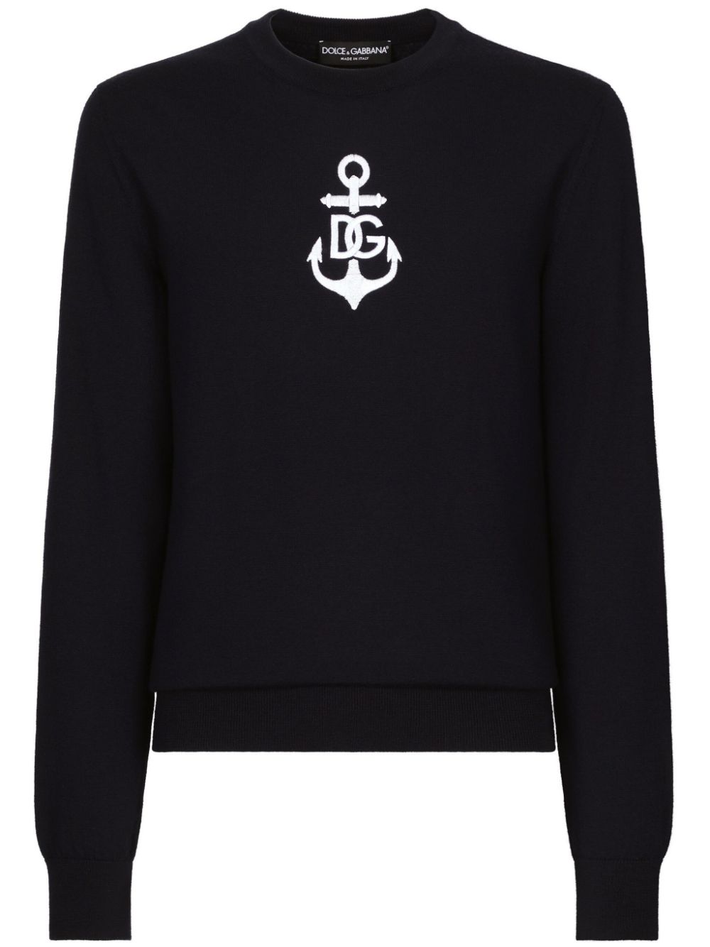 Dolce & Gabbana logo-embroidered virgin wool jumper - Blue von Dolce & Gabbana