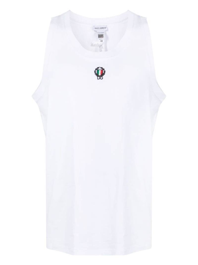 Dolce & Gabbana logo-embroidery tank top - White von Dolce & Gabbana