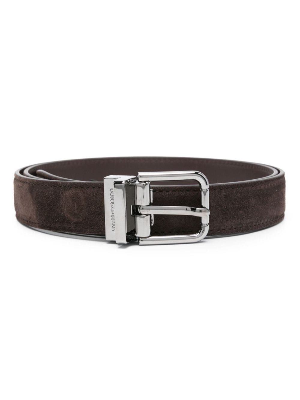 Dolce & Gabbana logo-engraved buckle suede belt - Brown von Dolce & Gabbana