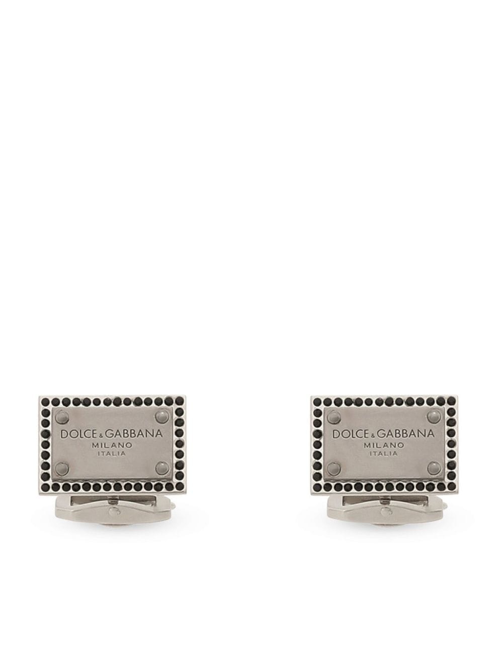 Dolce & Gabbana logo-engraved rectangle-shape cufflinks - Silver von Dolce & Gabbana