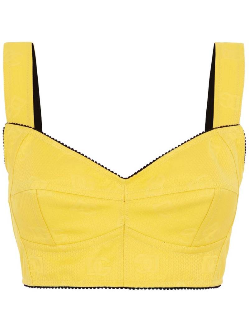 Dolce & Gabbana logo-jacquard cropped bustier top - Yellow von Dolce & Gabbana