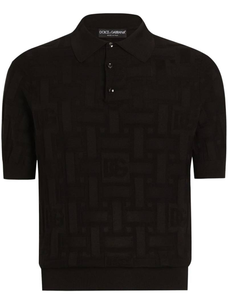 Dolce & Gabbana logo-jacquard polo shirt - Black von Dolce & Gabbana