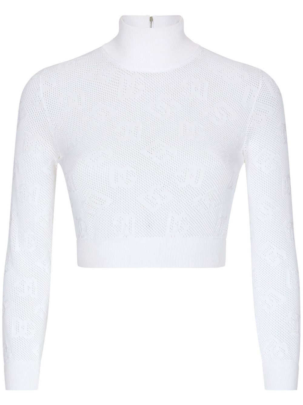 Dolce & Gabbana logo-jacquard roll-neck crop top - White von Dolce & Gabbana