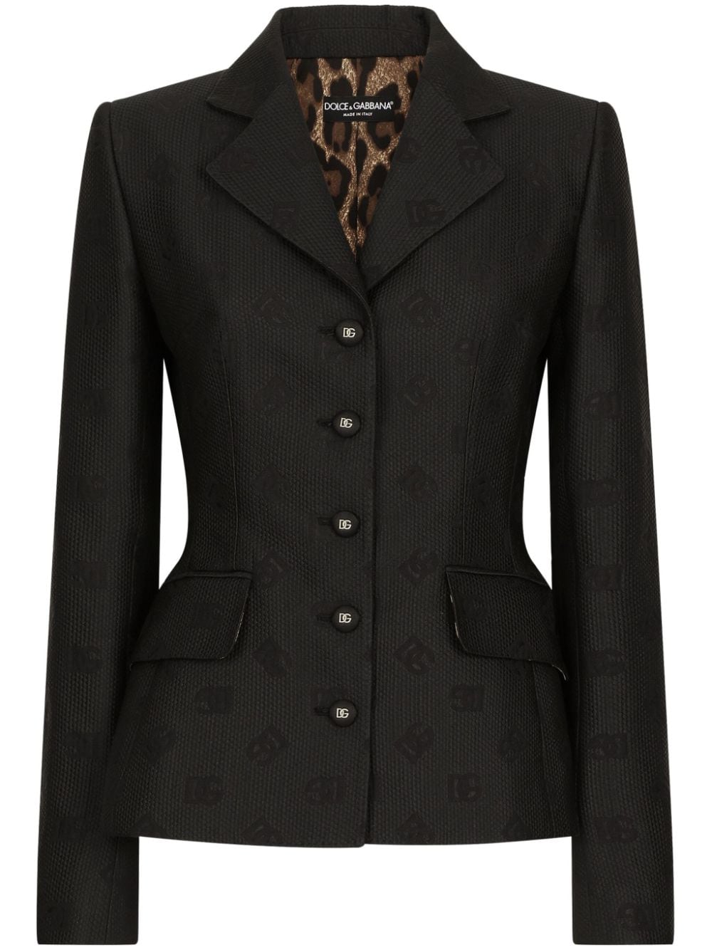 Dolce & Gabbana logo-jacquard single-breasted blazer - Black von Dolce & Gabbana