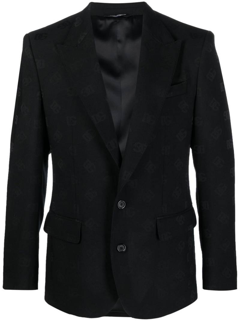 Dolce & Gabbana logo-jacquard single-breasted blazer - Black von Dolce & Gabbana