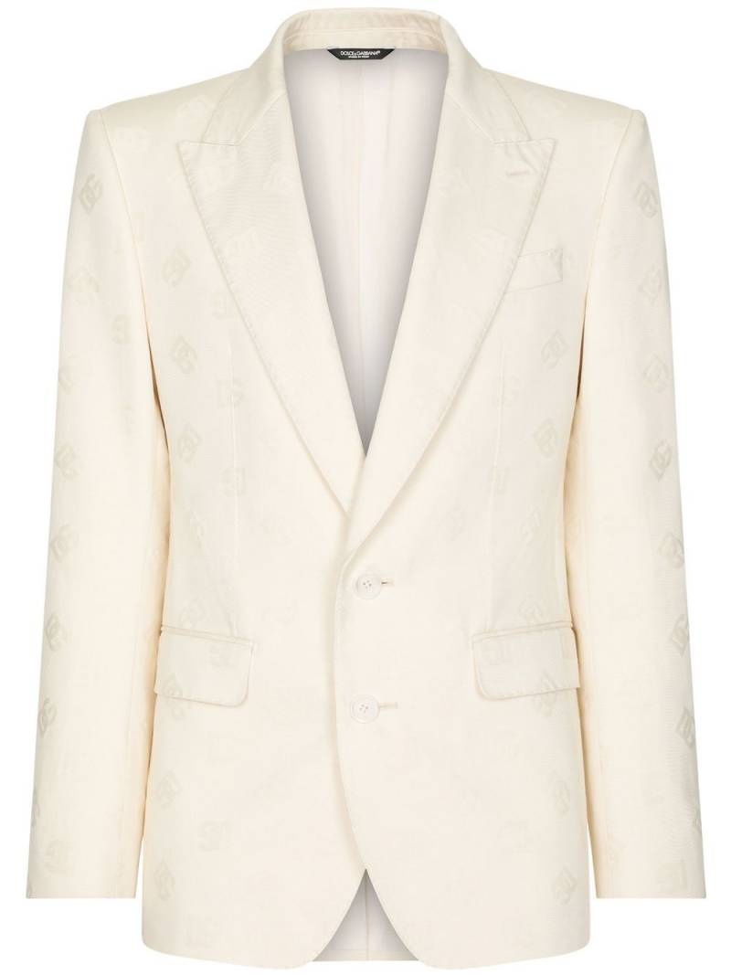 Dolce & Gabbana DG-logo jacquard single-breasted blazer - Neutrals von Dolce & Gabbana