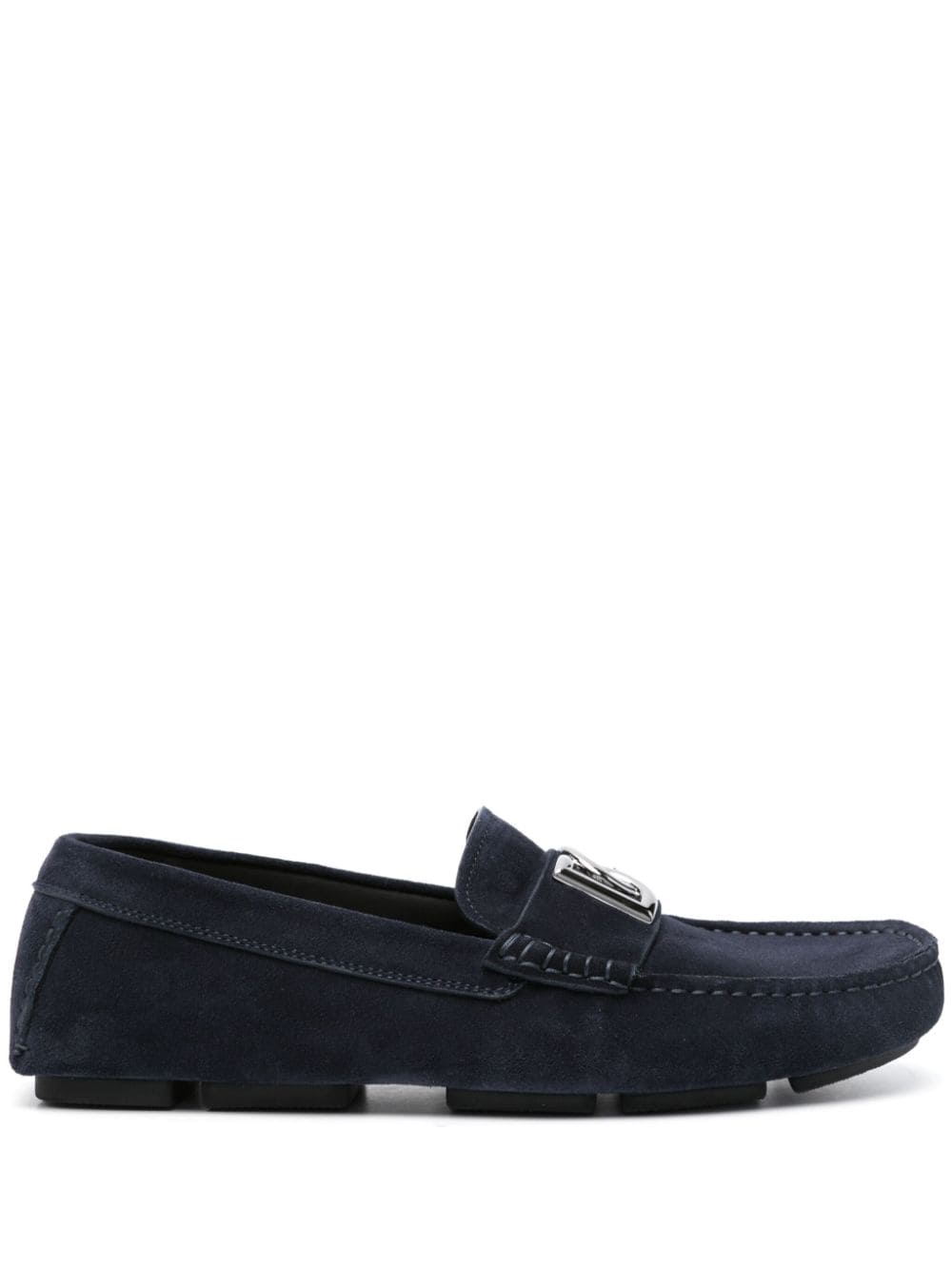 Dolce & Gabbana logo-lettering loafers - Blue von Dolce & Gabbana