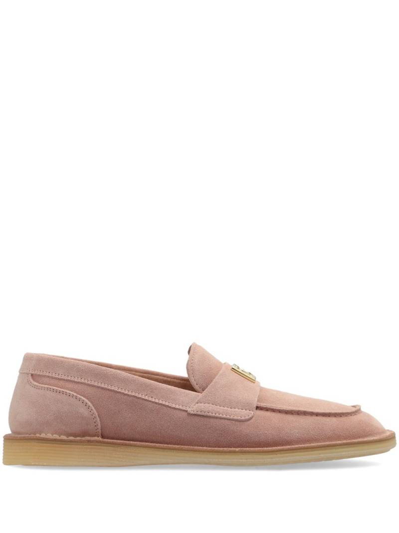 Dolce & Gabbana logo-lettering loafers - Pink von Dolce & Gabbana