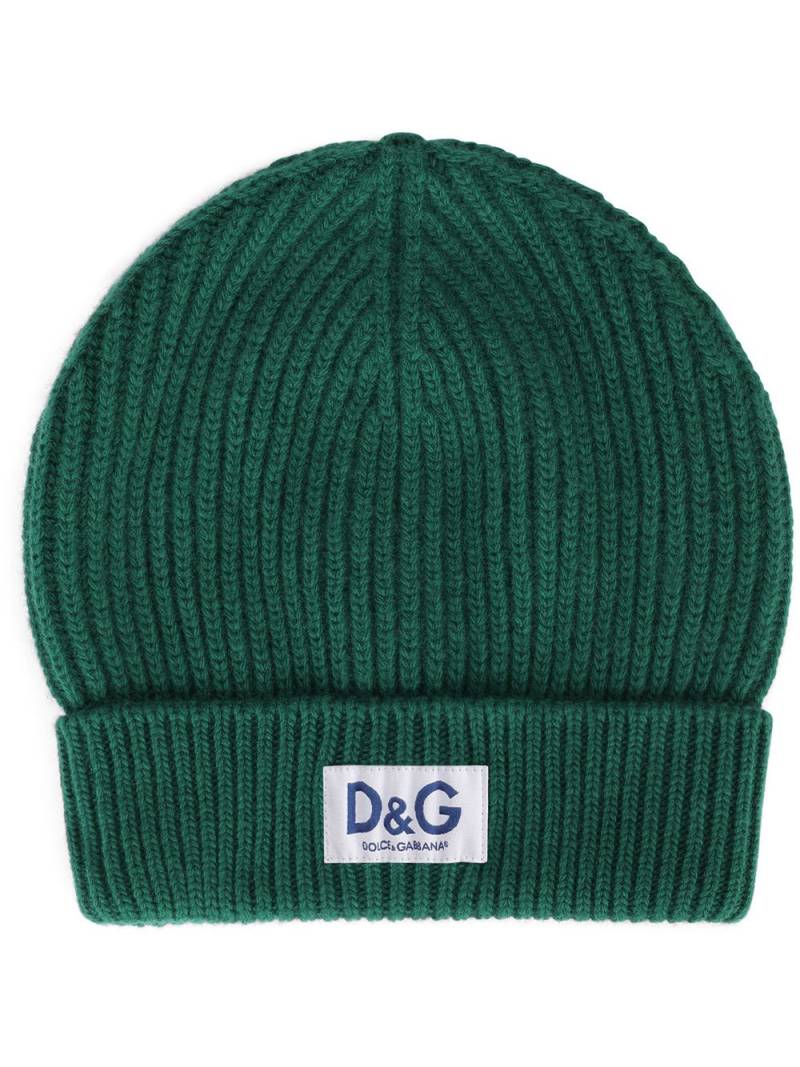 Dolce & Gabbana DG-patch cashmere beanie - Green von Dolce & Gabbana