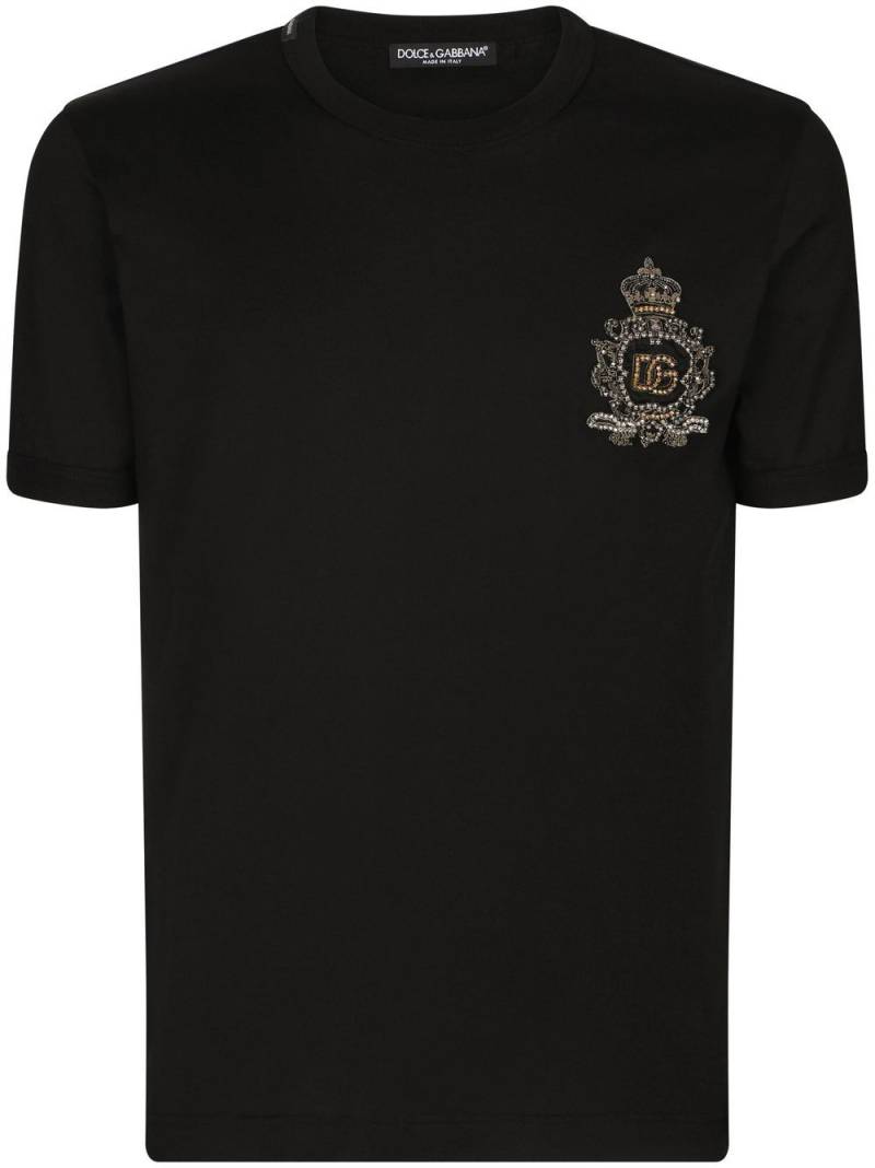 Dolce & Gabbana heraldic-patch cotton T-shirt - Black von Dolce & Gabbana