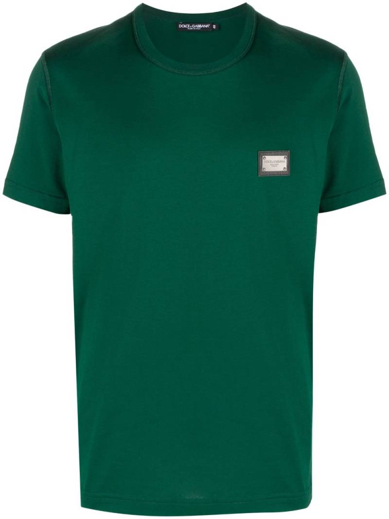 Dolce & Gabbana logo-patch cotton T-shirt - Green von Dolce & Gabbana