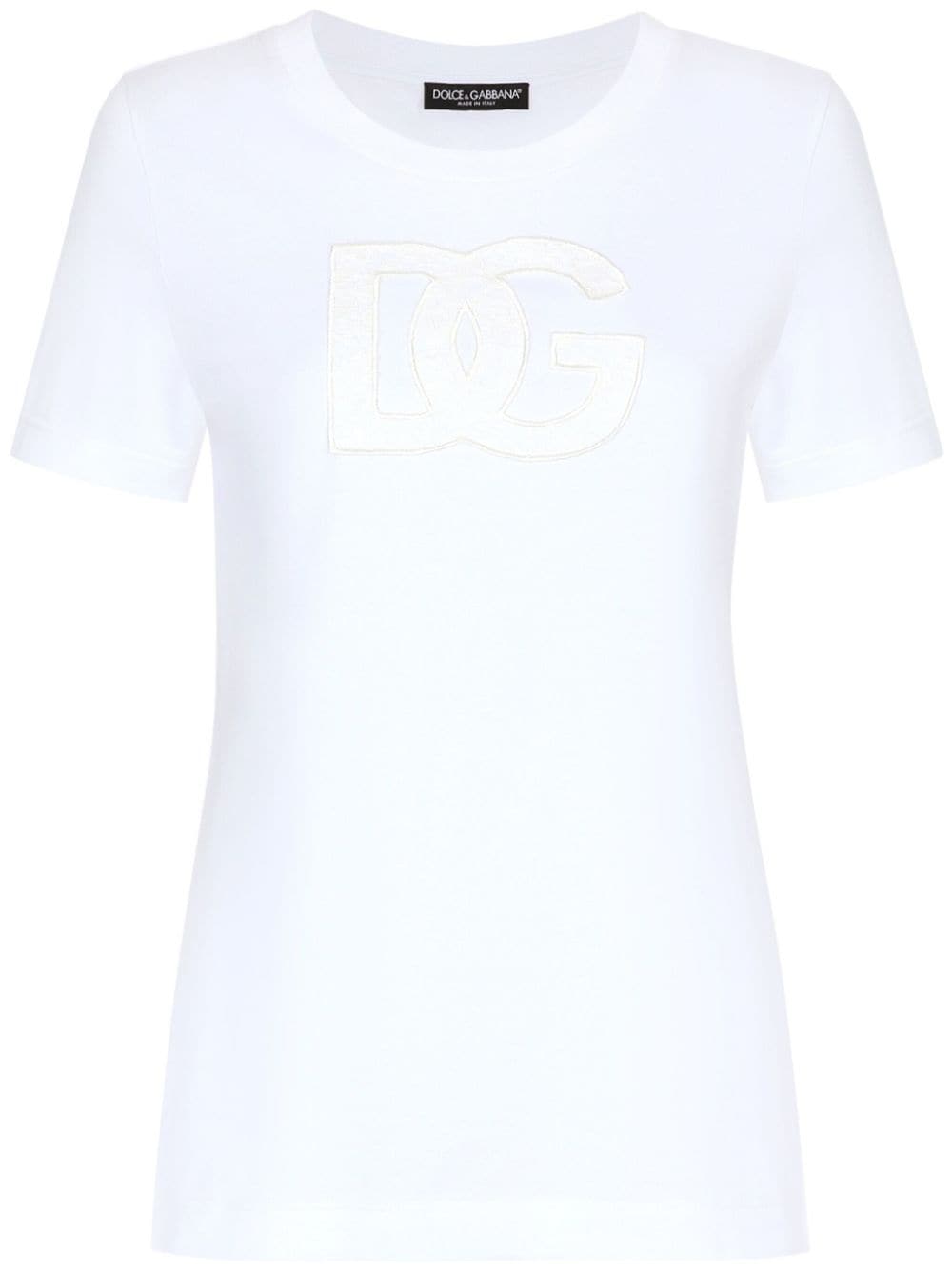 Dolce & Gabbana logo-patch cotton T-shirt - White von Dolce & Gabbana