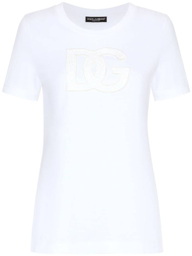 Dolce & Gabbana logo-patch cotton T-shirt - White von Dolce & Gabbana