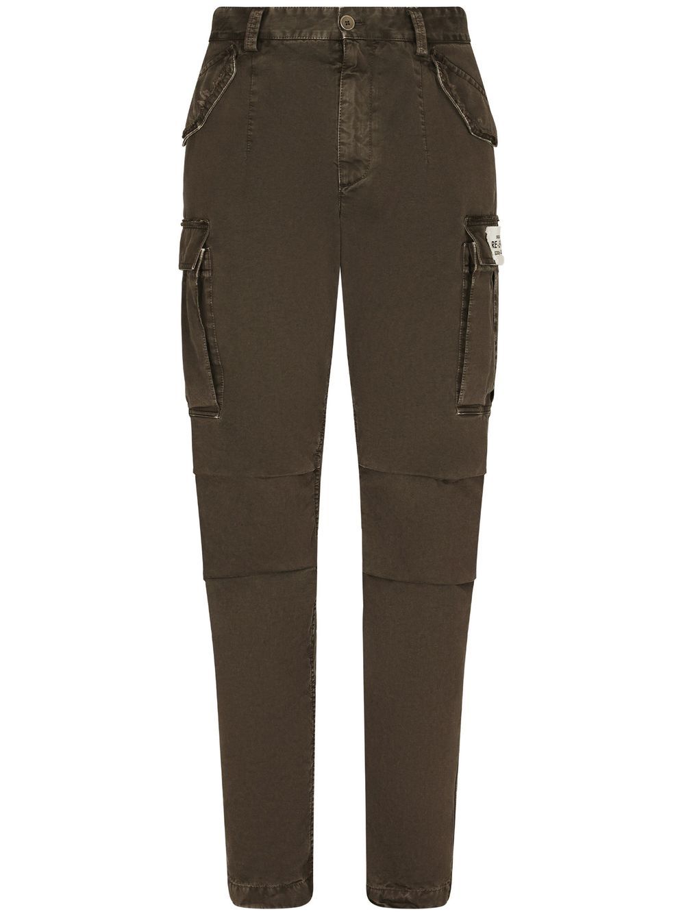 Dolce & Gabbana logo-patch cotton cargo pants - Brown von Dolce & Gabbana