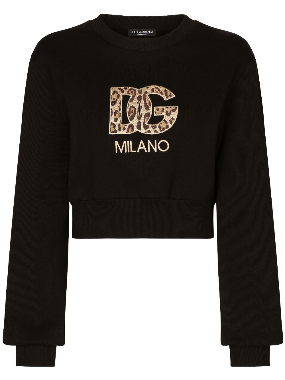 Dolce & Gabbana logo-patch cotton cropped sweatshirt - Black von Dolce & Gabbana