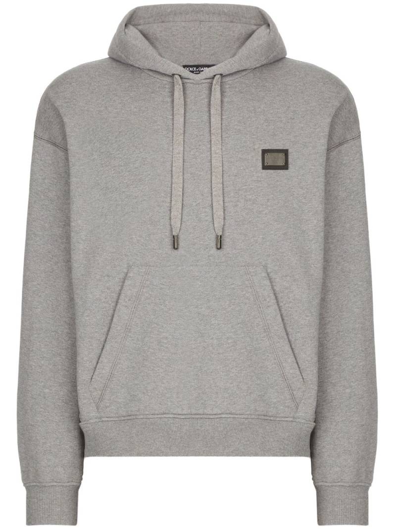 Dolce & Gabbana logo-patch cotton hoodie - Grey von Dolce & Gabbana