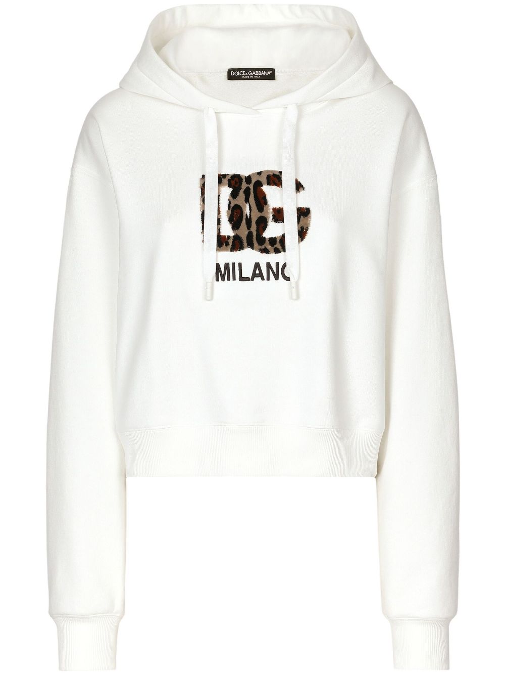 Dolce & Gabbana logo-patch cotton hoodie - White von Dolce & Gabbana