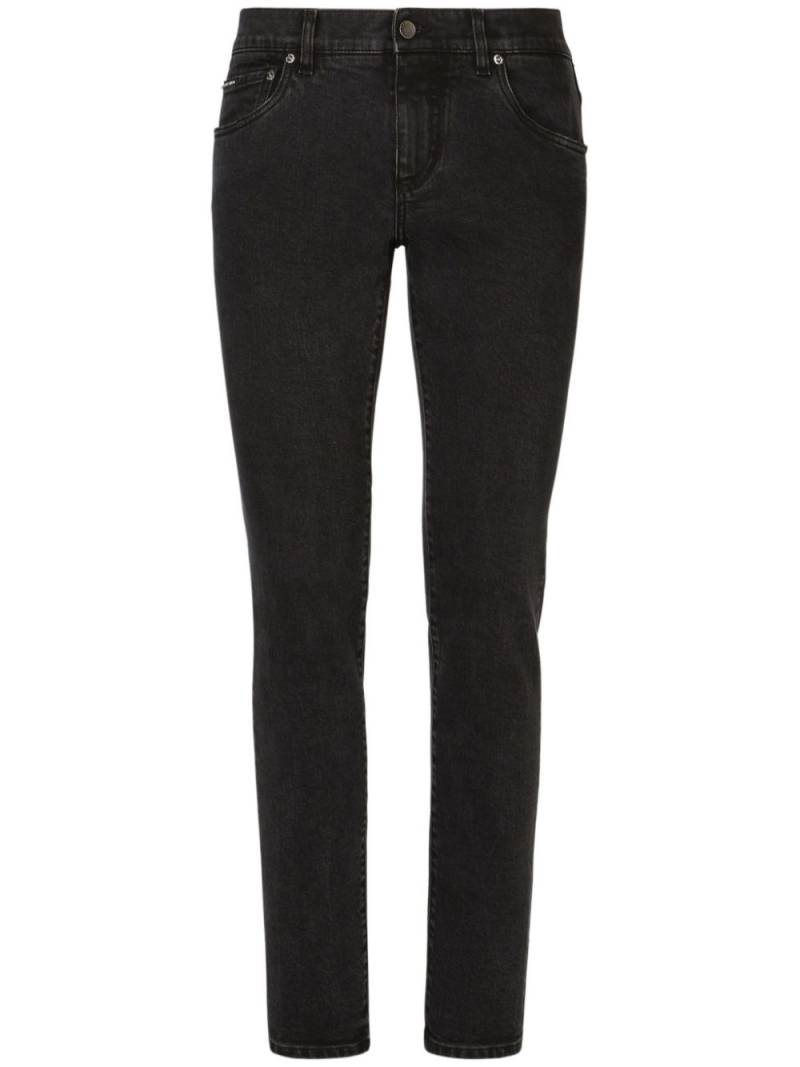 Dolce & Gabbana logo-patch cotton jeans - Black von Dolce & Gabbana