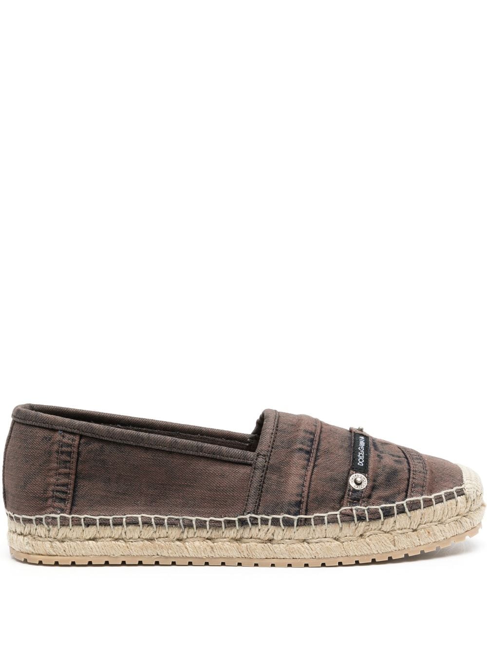 Dolce & Gabbana logo-patch denim espadrilles - Brown von Dolce & Gabbana