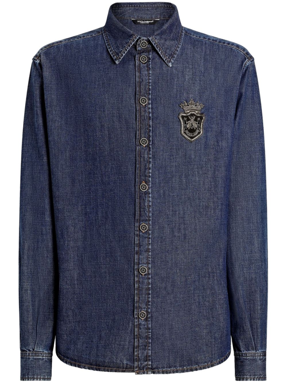 Dolce & Gabbana logo-patch denim shirt - Blue von Dolce & Gabbana