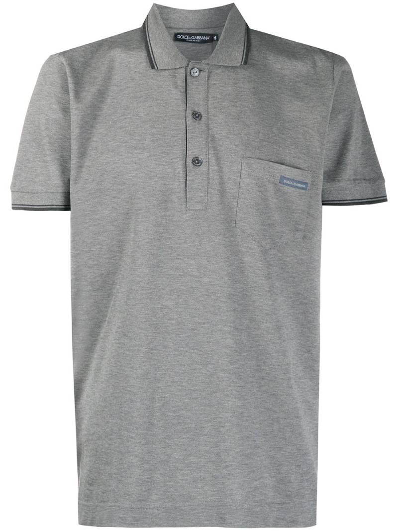 Dolce & Gabbana logo patch polo shirt - Grey von Dolce & Gabbana