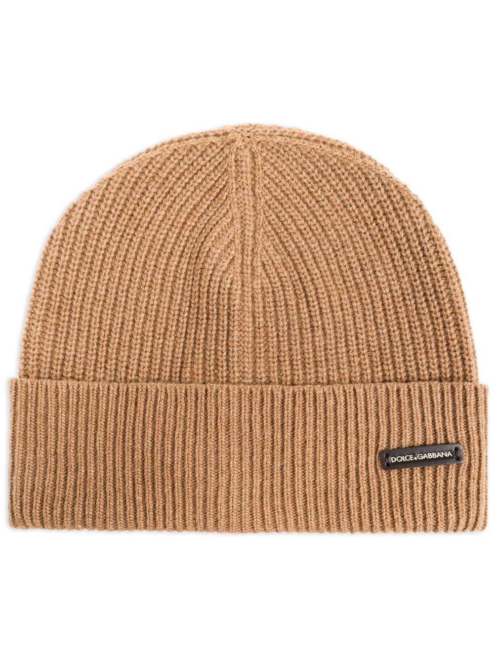 Dolce & Gabbana logo-patch ribbed beanie - Neutrals von Dolce & Gabbana